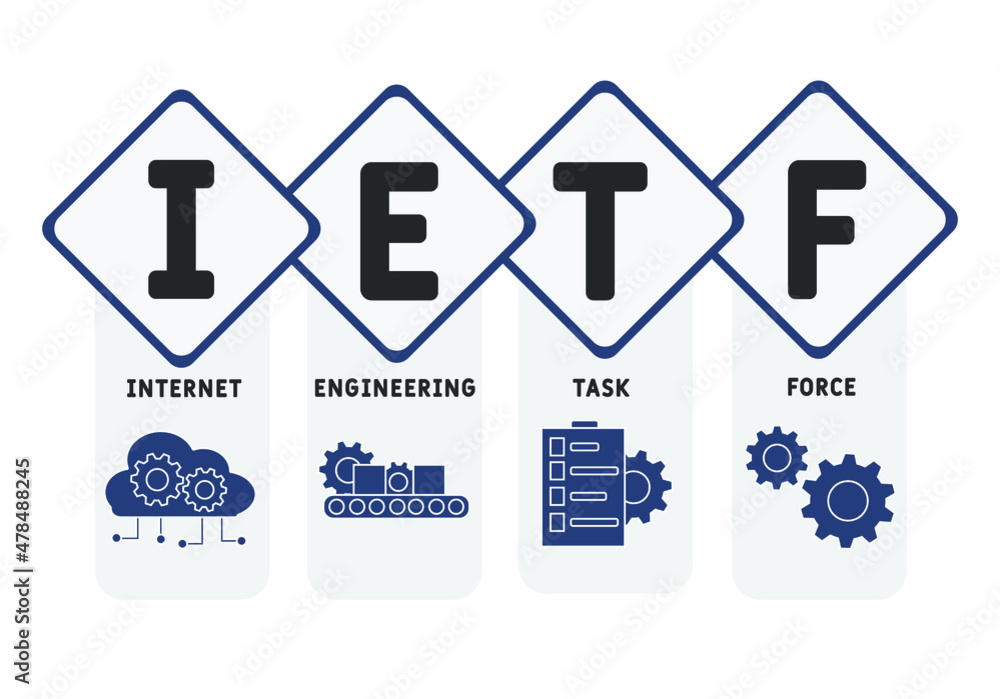 IETF - Internet Engineering Task Force acronym. business concept background. vector illustration concept with keywords and icons. lettering illustration with icons for web banner, flyer, landing pag IETF - Internet Engineering Task Force acronym. business concept background. vector illustration concept with keywords and icons. lettering illustration with icons for web banner, flyer, landing pag