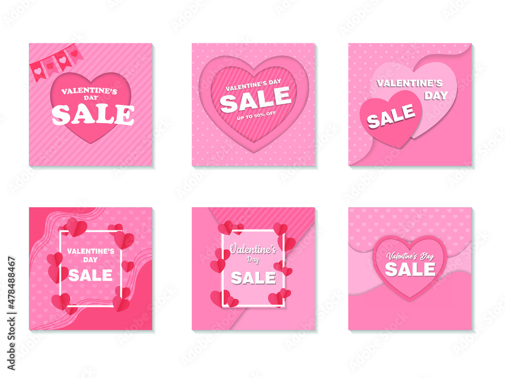 Set of valentine's day sale for social mesdia post or website. Set of valentine's day sale for social mesdia post or website.
