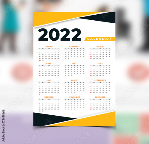 2022 calendar for personal planner diary notebook, cute minimalist style. individual schedule calendar for notebooks. Week starts on sunday