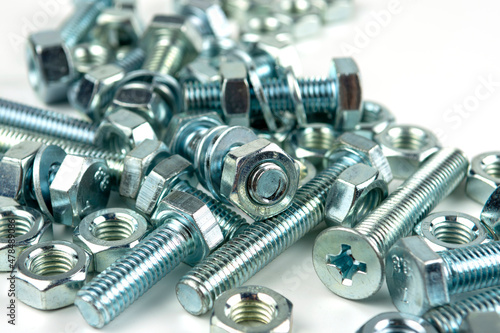 Tableau sur toile A large group of silver fasteners for fastening structures