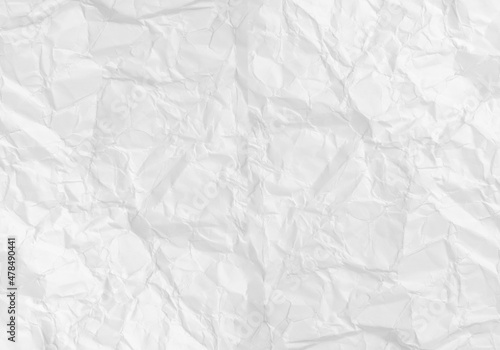 White crumpled paper texture abstract background for backdrop or wallpaper.