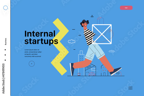 Startup illustration, website landing template. Concept of building new business