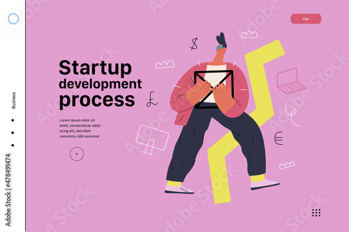 Startup illustration, website landing template. Concept of building new business