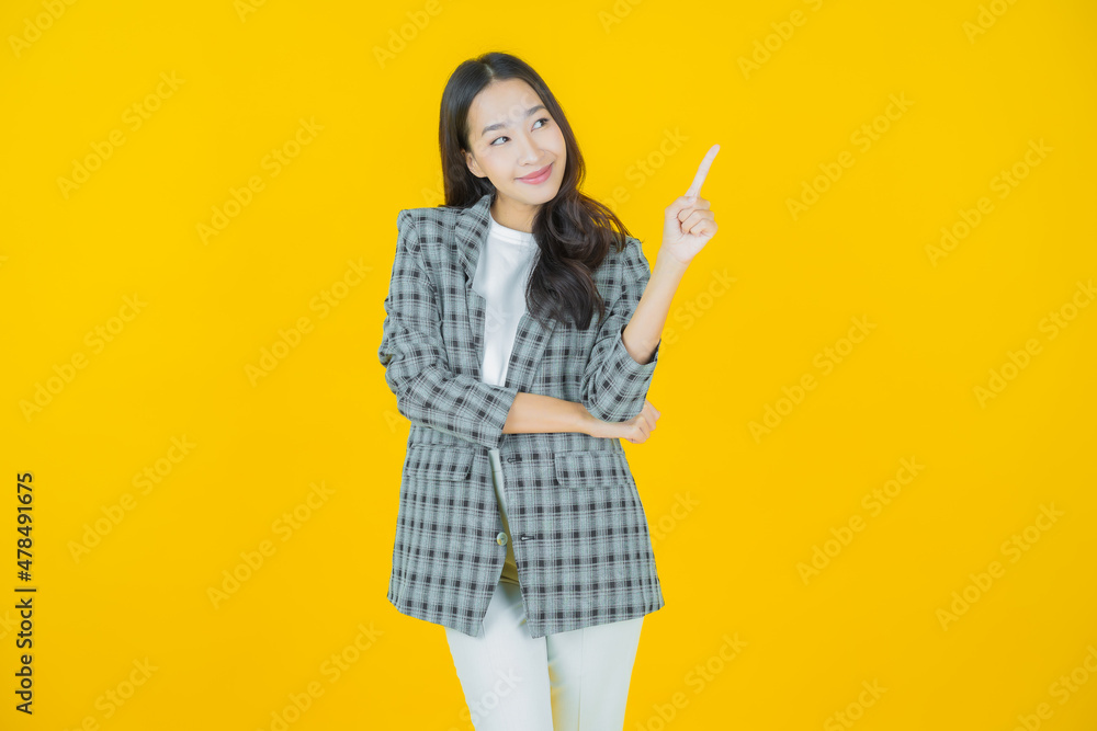 Portrait beautiful young asian woman smile with action Portrait beautiful young asian woman smile with action