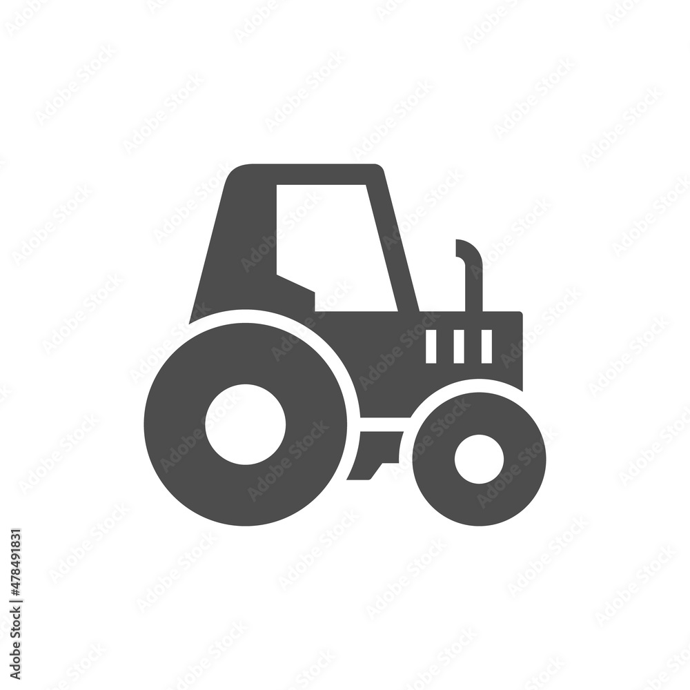 Modern agricultural tractor glyph icon Modern agricultural tractor glyph icon
