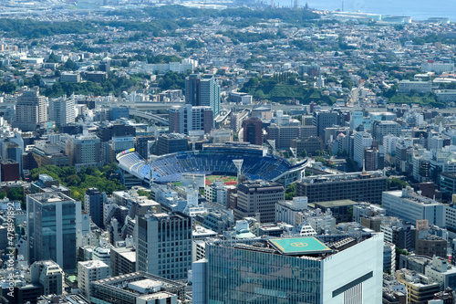 神奈川県横浜市 横浜ランドマークタワー展望台からの眺め 横浜スタジアム