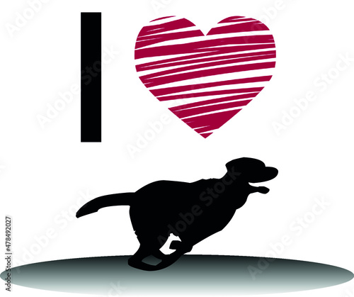 I Love Dog with Scratched Heart and Gray Base Labrador Retriever