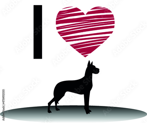 I Love Dog with Scratched Heart and Gray Base Boxer