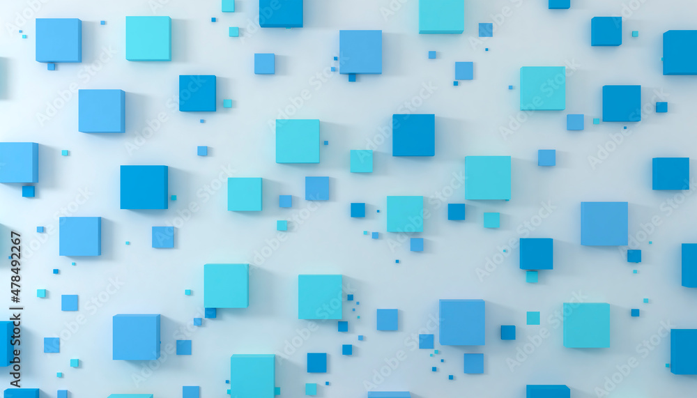 Blue 3d blocks abstract background