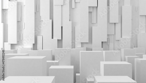 White 3D Shapes abstract background. 3D Render 