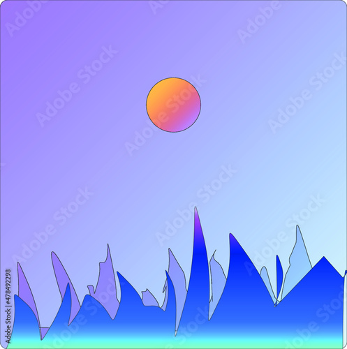 Cold Background With Mountains in the Landscape and an Astro in the Sky