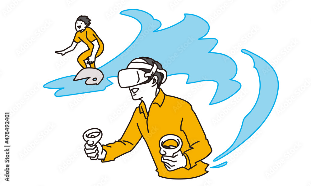 Naklejka premium VRヘッドセットを付けて遊ぶ男性