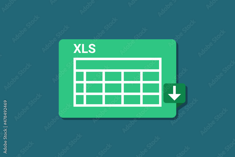 Vector of spreadsheet icon. XLS, or XLSX file format icon with landscape design.spreadsheet icon with download symbol and table symbol. Vector of spreadsheet icon. XLS, or XLSX file format icon with landscape design.spreadsheet icon with download symbol and table symbol.