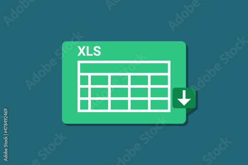 Vector of spreadsheet icon. XLS, or XLSX file format icon with landscape design.spreadsheet icon with download symbol and table symbol. photo