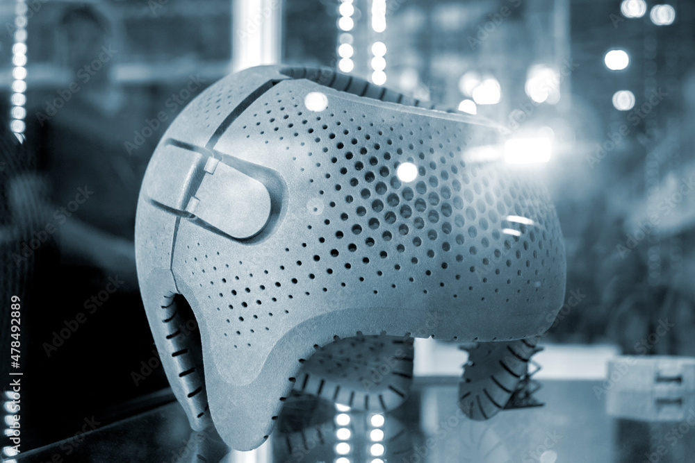 Gray orthopedic plastic prosthesis printed on powder 3D printer for