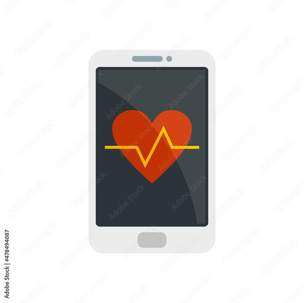 Heart rate smartphone icon flat isolated vector Heart rate smartphone icon flat isolated vector