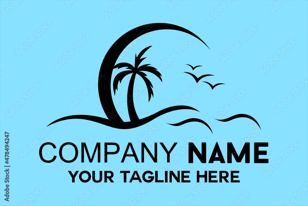 Fototapeta premium coconut tree silhouette on the beach