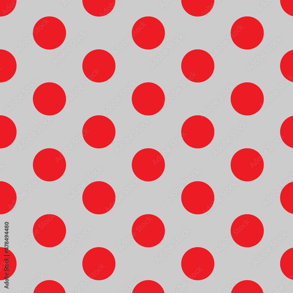 Seamless pattern vector with polka dot. Red spot on grey background. Abstract geometric art texture design. For print, wrapping paper, scrapbooking, cover, textile, wallpaper and interior decoration. Seamless pattern vector with polka dot. Red spot on grey background. Abstract geometric art texture design. For print, wrapping paper, scrapbooking, cover, textile, wallpaper and interior decoration.