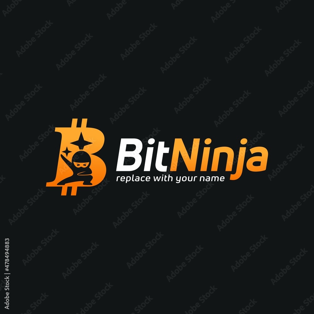 Bitcoin logo with a ninja mascot