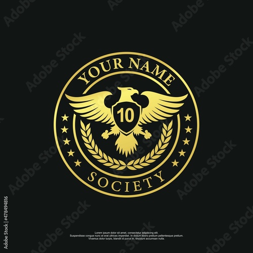 Billede på lærred Badge logo with eagle and star as the main image