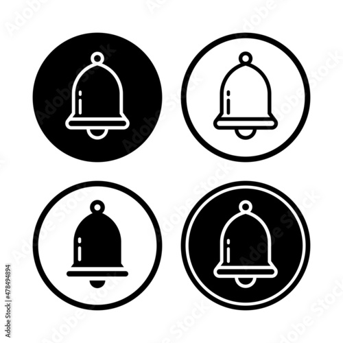 Black and white bell icon with circle style