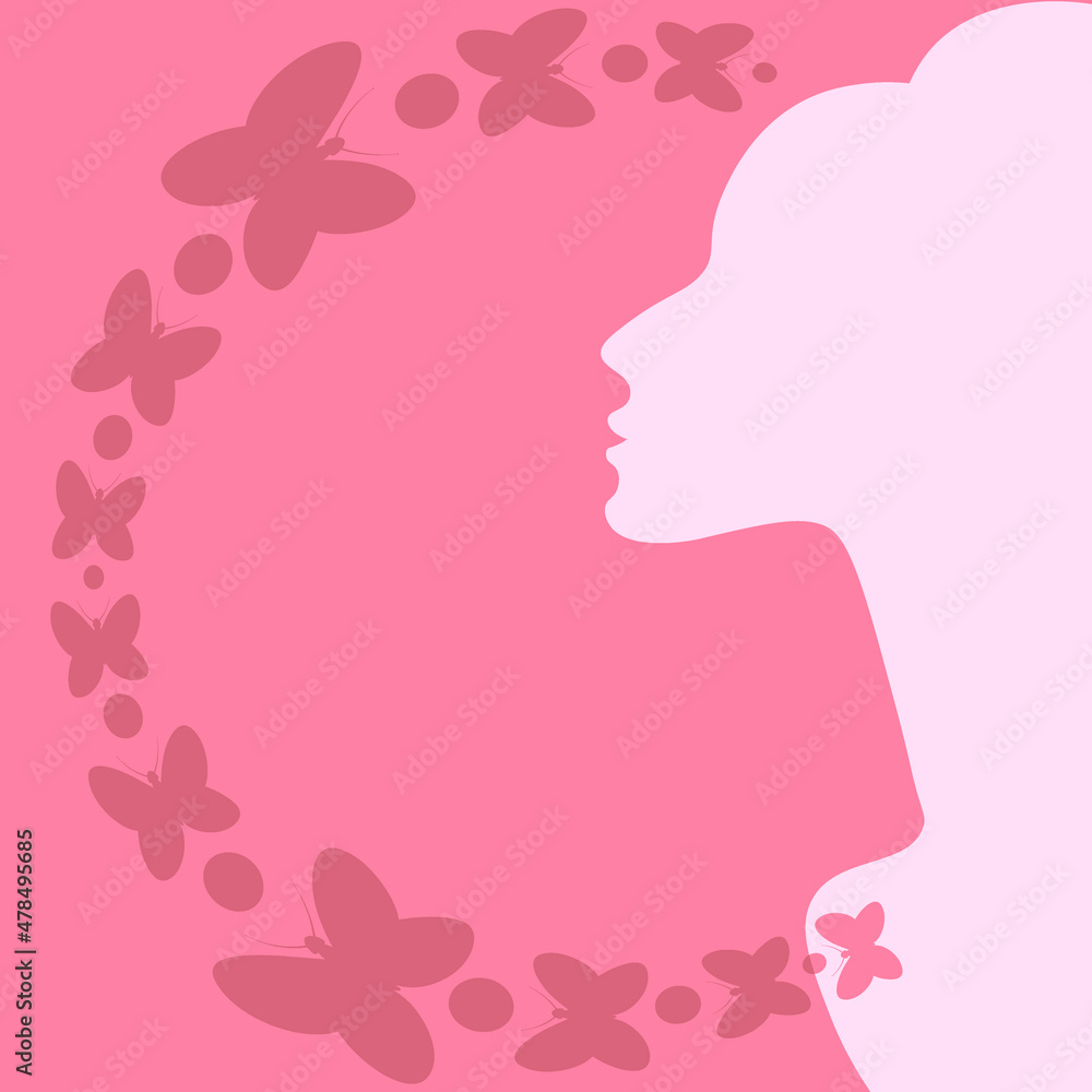elegant female profile and butterflies. Design element. charm elegant female profile and butterflies. Design element. charm