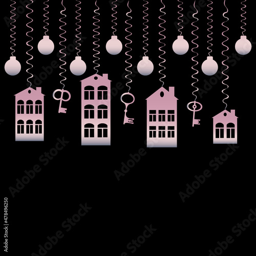 advertising banner or postcard - housewarming, sale or rental of housing on a turnkey basis. Apartments or houses