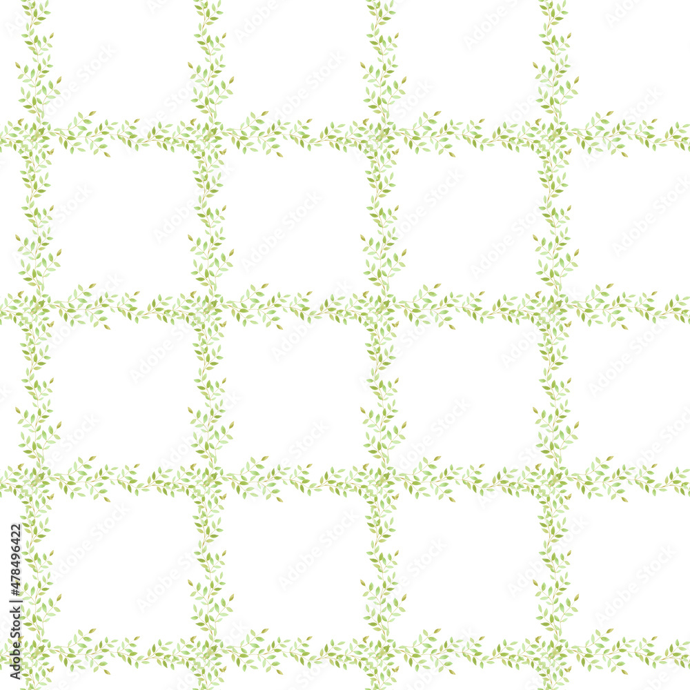 Seamless green leaves foliage graphic repeat pattern illustration