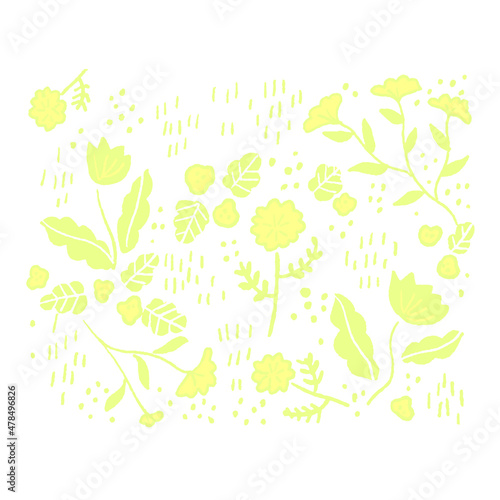花柄の水彩風背景素材イラスト