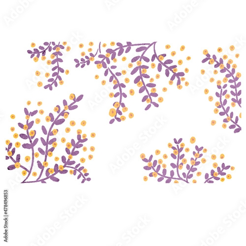 花柄の水彩風背景素材イラスト
