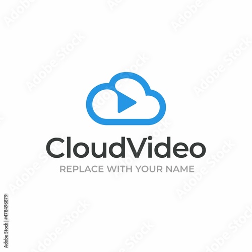 Cloud logo with video and cloud icons