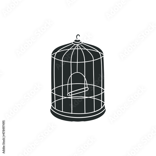 Bird Cage Icon Silhouette Illustration. Prison Pet Vector Graphic Pictogram Symbol Clip Art. Doodle Sketch Black Sign.