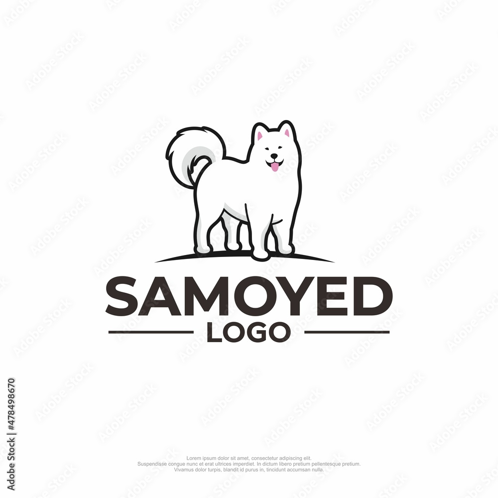 Cute samoyed dog logo