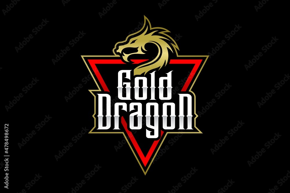 Gold dragon logo on black background Gold dragon logo on black background