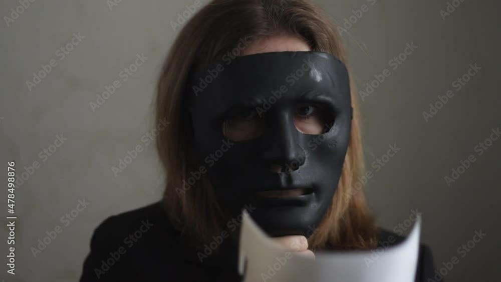 espionage mask, confidentiality of personal information on the web, anonymous search and use of the Internet,woman with black mask espionage mask, confidentiality of personal information on the web, anonymous search and use of the Internet,woman with black mask