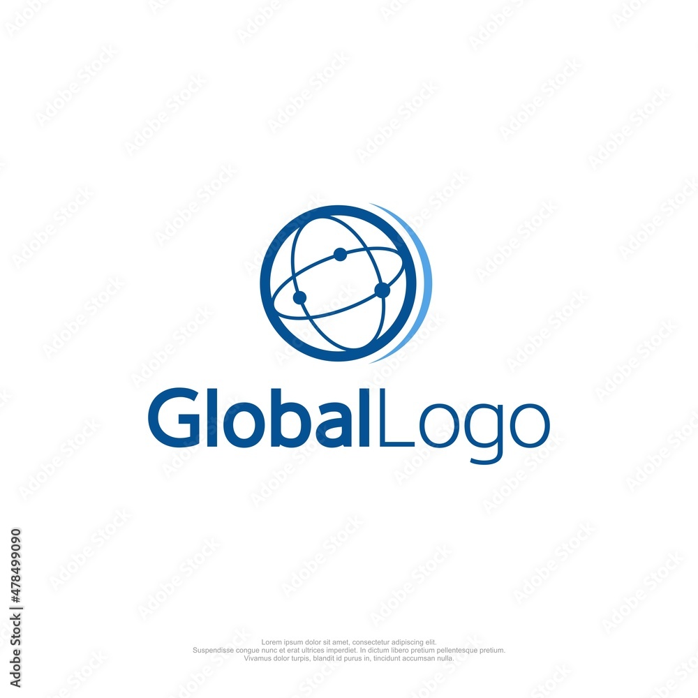 Global logo with a minimalist modern style and globe icons Global logo with a minimalist modern style and globe icons