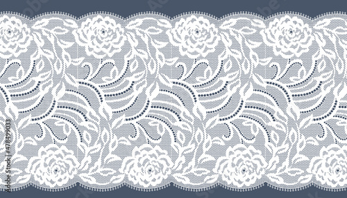 Wide Luxury White Mesh Embroidered  Lace Trim