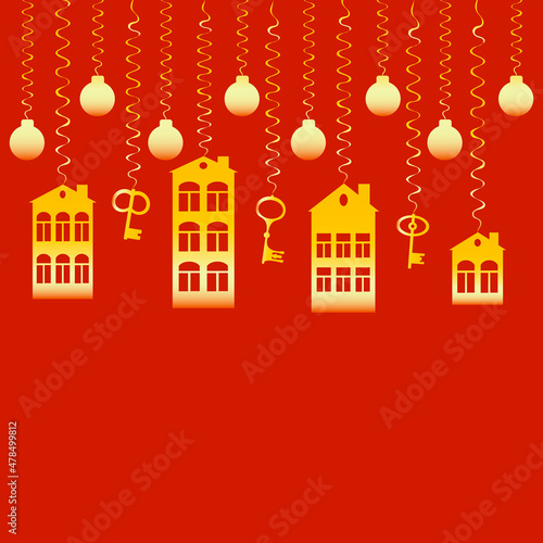 advertising banner or postcard - housewarming, sale or rental of housing on a turnkey basis. Apartments or houses