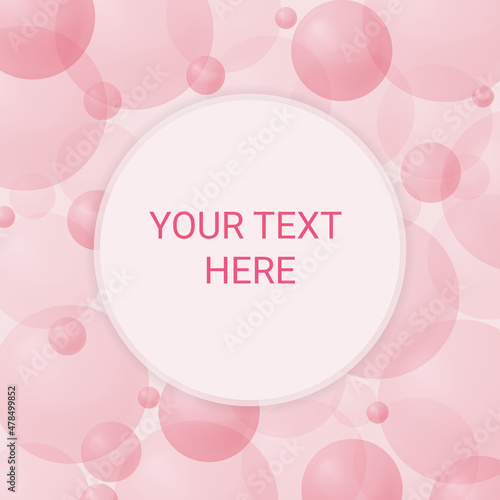 Pink bubbles. Background with realistic balls. Abstract minimal design in pastel color. Modern banner, web poster, flyer, stylish brochure, greeting card. 