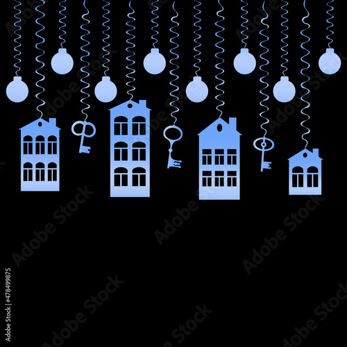 advertising banner or postcard - housewarming, sale or rental of housing on a turnkey basis. Apartments or houses