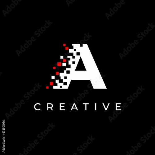 Letter A logo design template with with debris effect