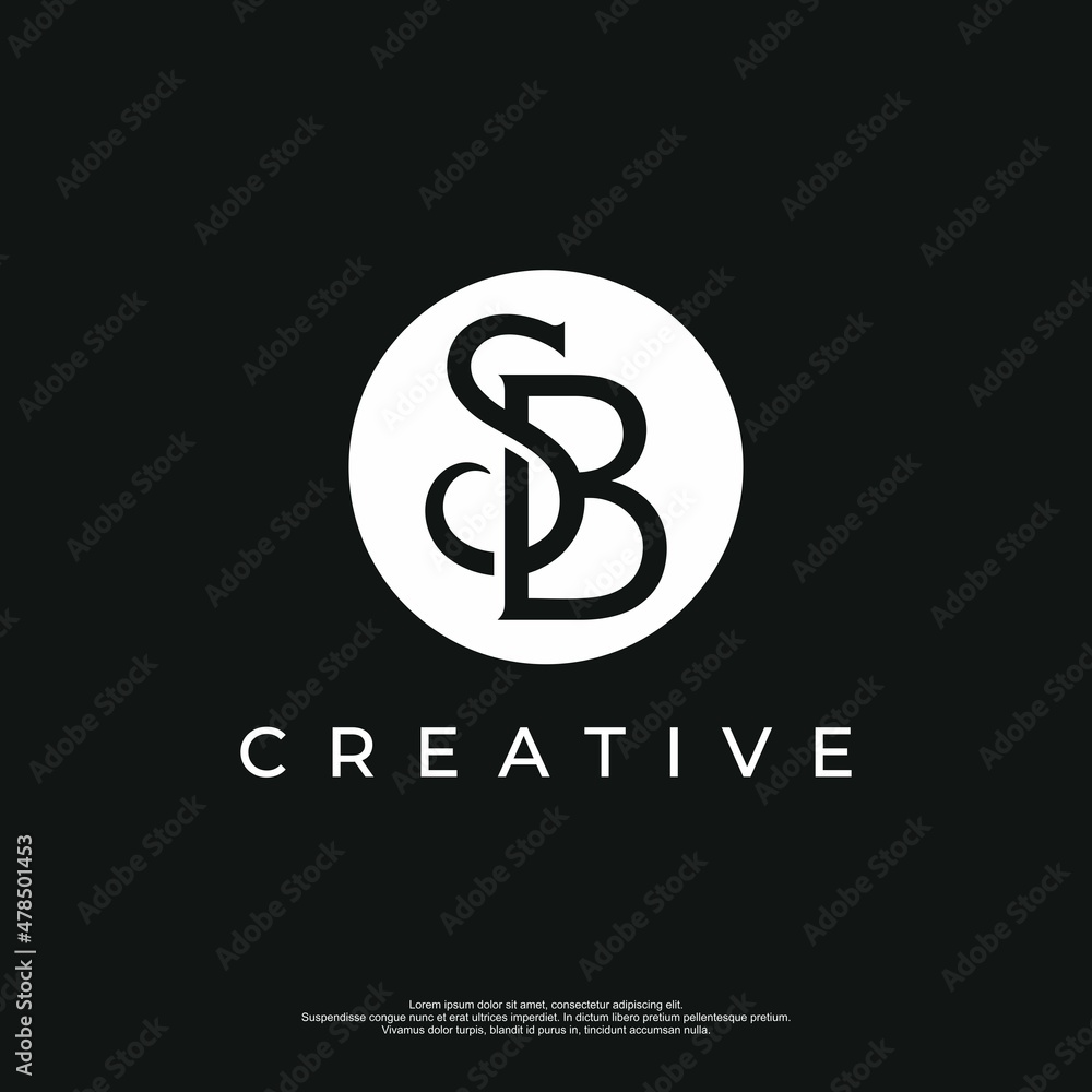 Letter SB logo design template with black white color Letter SB logo design template with black white color