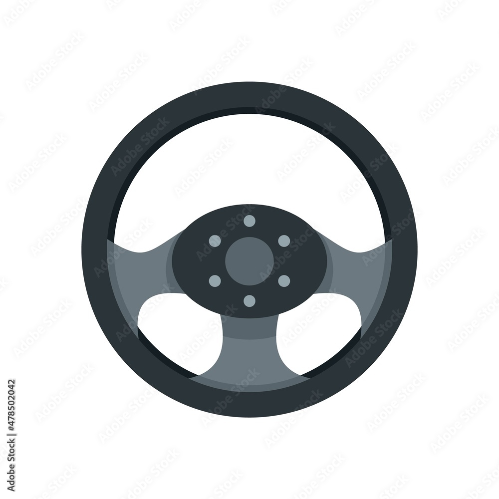 Fototapeta premium Steering wheel equipment icon flat isolated vector