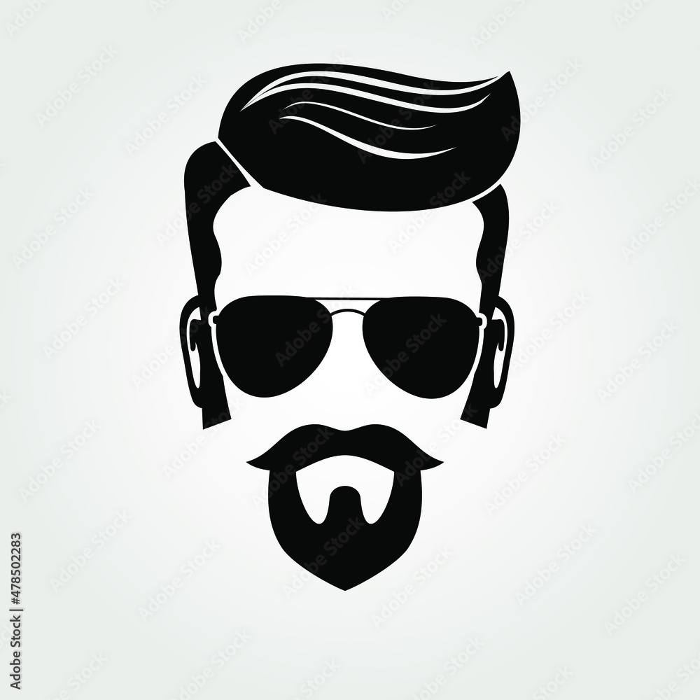 Bearded men in sunglasses. Hipster face icon isolated. Vector illustration Bearded men in sunglasses. Hipster face icon isolated. Vector illustration