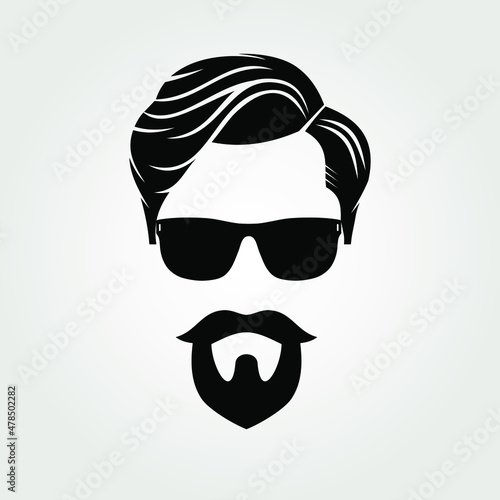 Bearded men in sunglasses. Hipster face icon isolated. Vector illustration