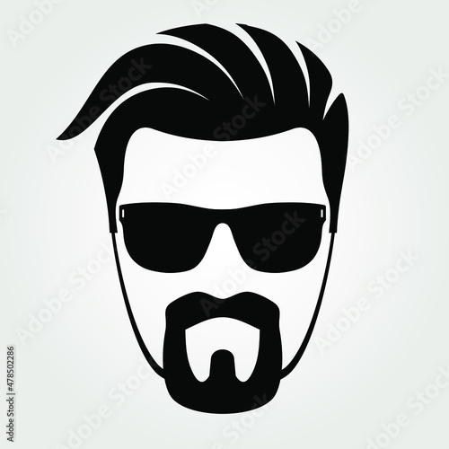 Bearded men in sunglasses. Hipster face icon isolated. Vector illustration