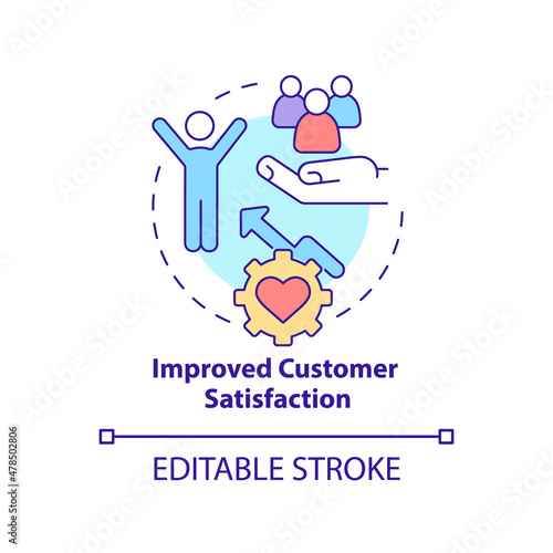 Improved customer satisfaction concept icon. Business tools advantage abstract idea thin line illustration. Isolated outline drawing. Editable stroke. Roboto-Medium, Myriad Pro-Bold fonts used