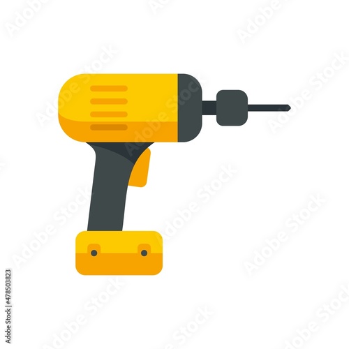 Cordless drill icon flat isolated vector