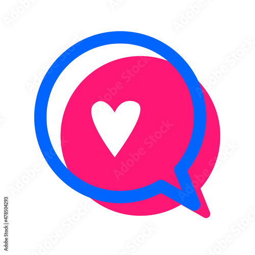 Heart Buble Text Icon - Suitable for background, clip art, love button, emoticon, design asset, sticker, valentine day, wallpaper and illustration in general