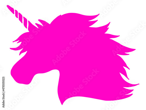Fotografie, Obraz Pink unicorn head. Magic creature silhouette. Fantasy symbol
